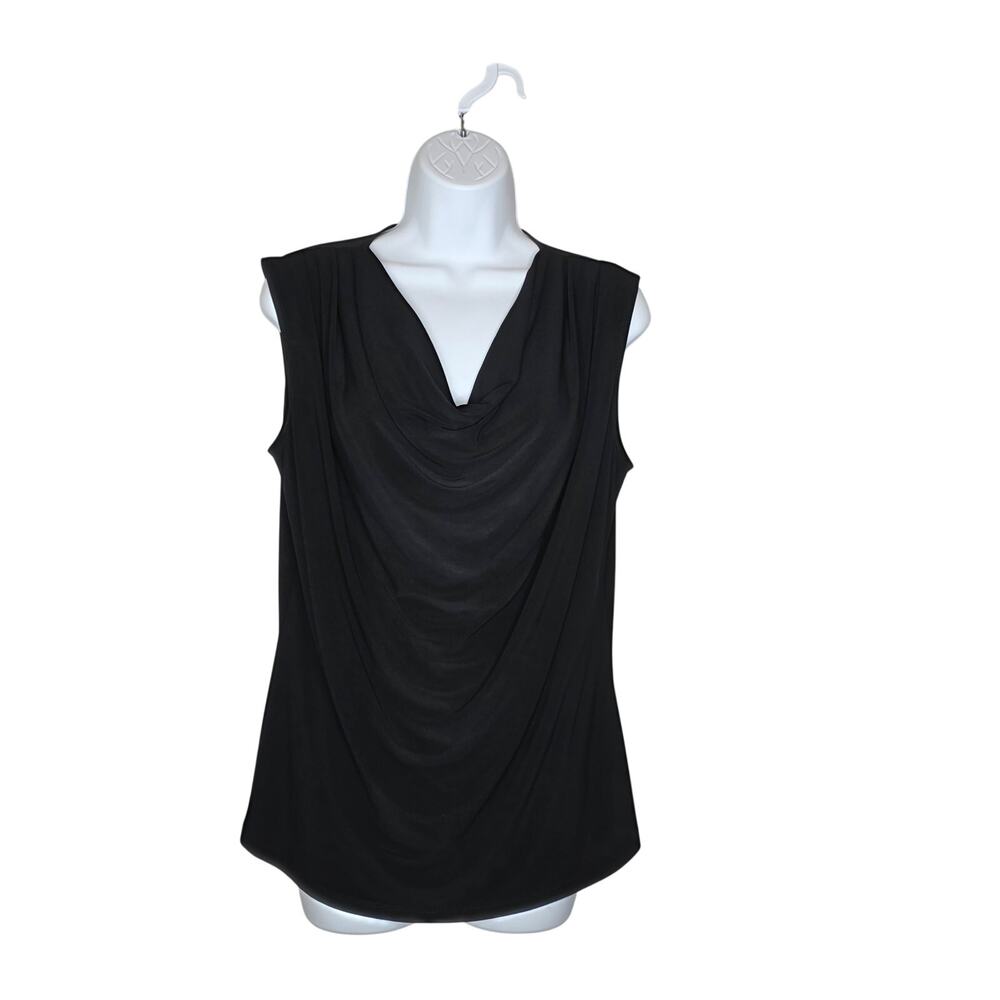 Jennie & Marlis Black Cowl Neck Sleeveless Top Size Large